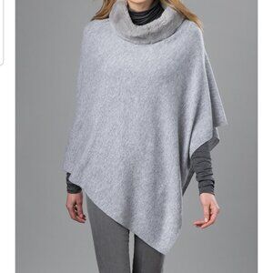 Kinross Cashmere Poncho with Fur Trim Collar